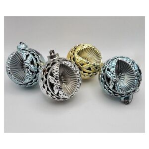 Vintage 1960's Larger Indent Round Ball Ornament Set of Four.